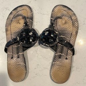 Tory Burch Miller flip-flops in Patton leather Mojave snake print